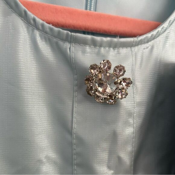 Danielle Bernstein Rhinestone Button Puff Sleeve Light Blue DressNWT - Picture 4 of 12